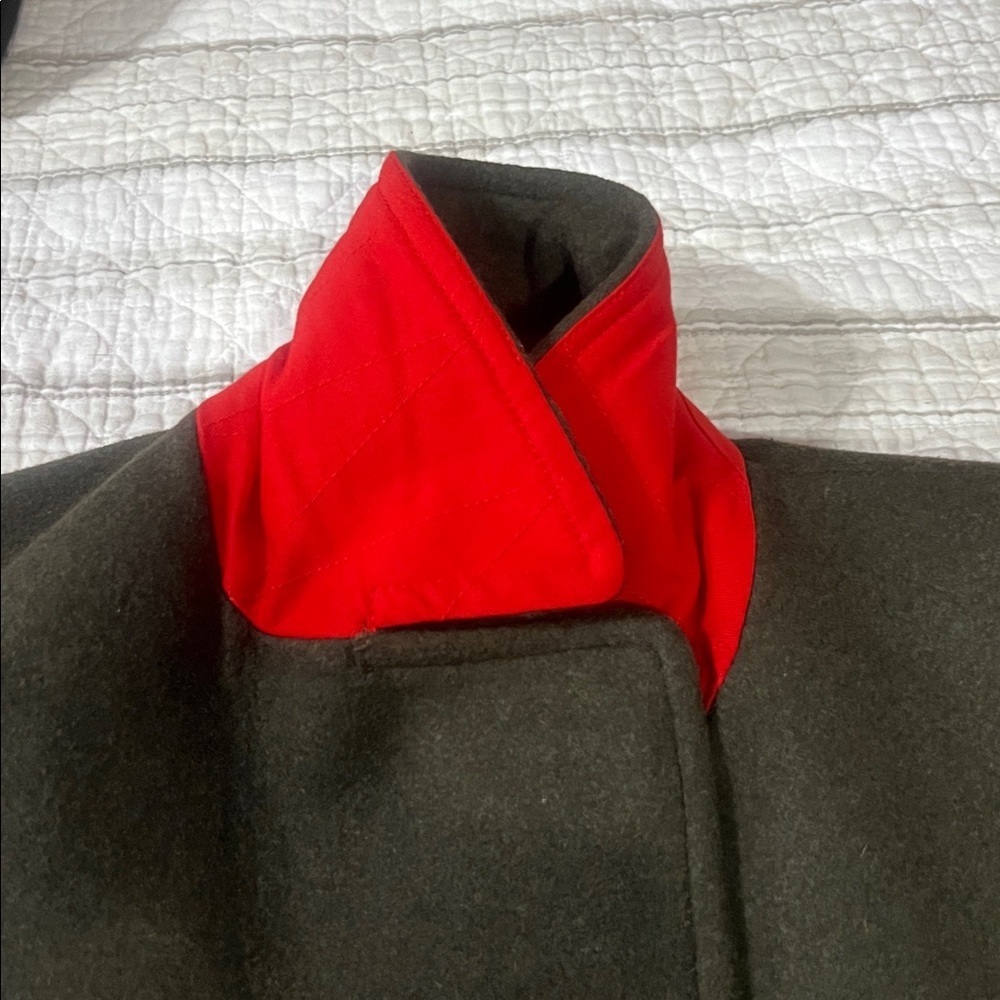 Zara Olive Green/Red Wool Blend Coat Excellent Condition XS - Picture 9 of 9